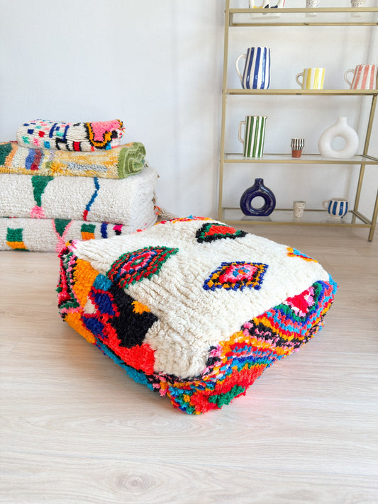 Moroccan pouf, colorful Berber pouf - 60 x 60 cm - n°55